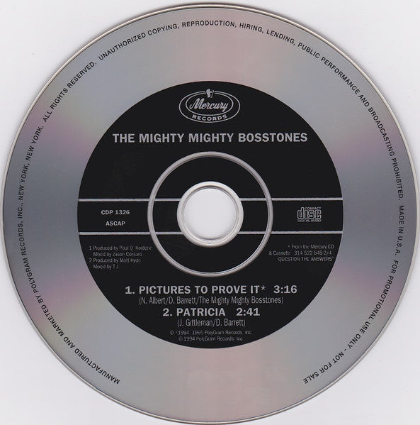 The Mighty Mighty Bosstones : Pictures To Prove It (CD, Single, Promo)