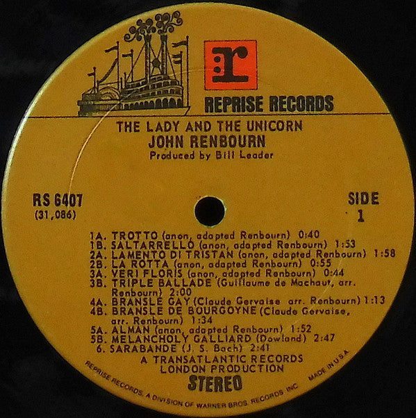 John Renbourn : The Lady And The Unicorn (LP, Album, Pit)