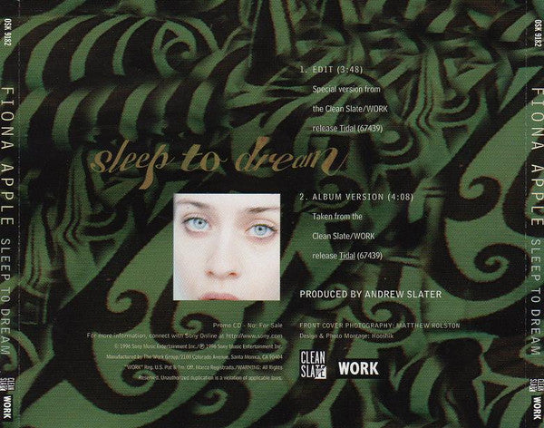 Fiona Apple : Sleep To Dream (CD, Single, Promo)