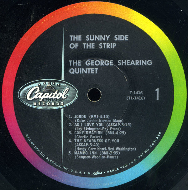 The George Shearing Quintet : On The Sunny Side Of The Strip (LP, Album, Mono)