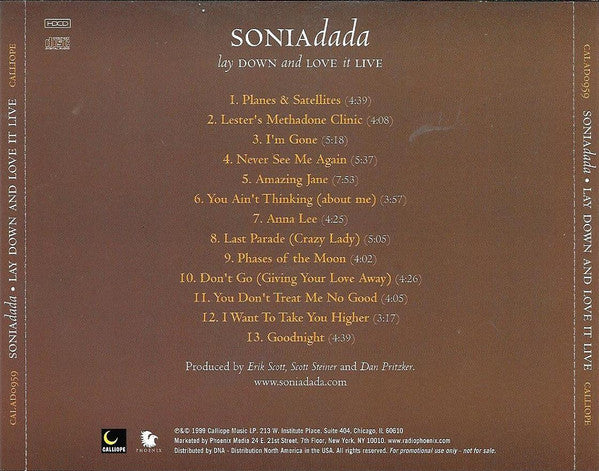 Sonia Dada : Lay Down And Love It Live (HDCD, Album, Promo)