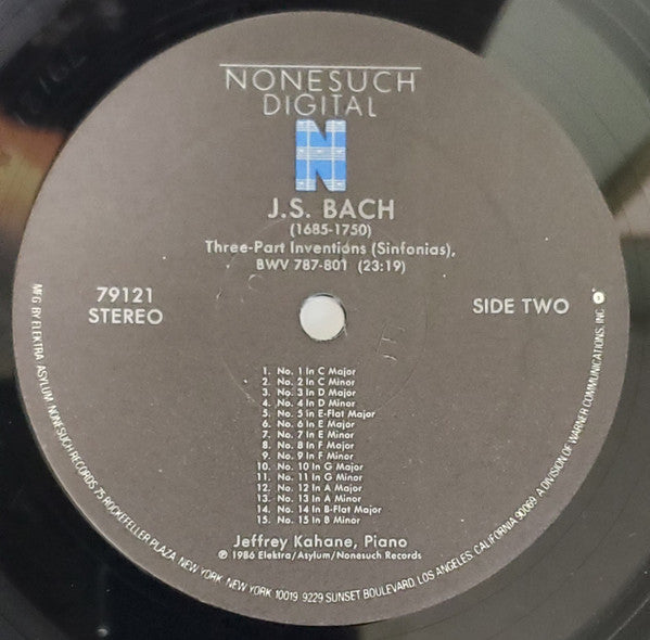 Jeffrey Kahane - Johann Sebastian Bach : Partita No. 4 In D Major / Three-Part Inventions (Sinfonias) (LP, Album)