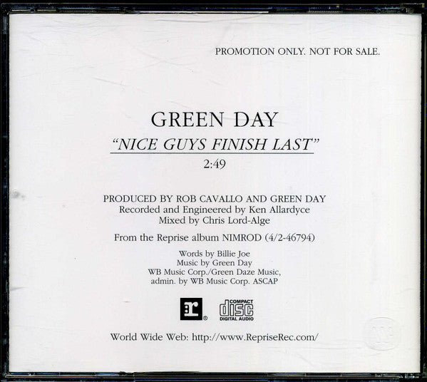 Green Day : Nice Guys Finish Last (CD, Promo)