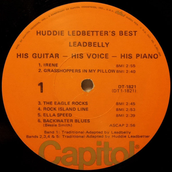Leadbelly : Huddie Ledbetter's Best... His Guitar - His Voice - His Piano (LP, Comp, RE, Ora)