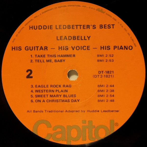 Leadbelly : Huddie Ledbetter's Best... His Guitar - His Voice - His Piano (LP, Comp, RE, Ora)