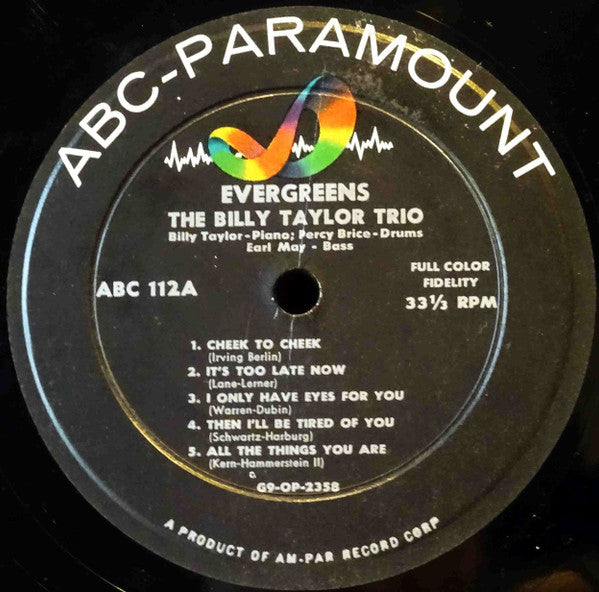 Billy Taylor Trio : Evergreens (LP, Album)