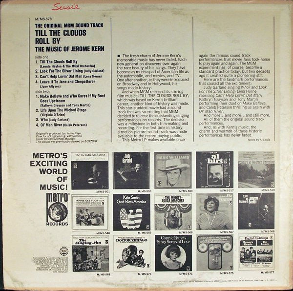 Jerome Kern : The Original MGM Sound Track Album "Till The Clouds Roll By" (LP, Album, RM)