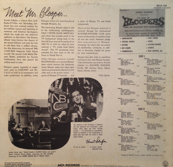 Kermit Schafer : The Best Of...Bloopers-Radio And Television's Most Hilarious Boners (LP, RE)