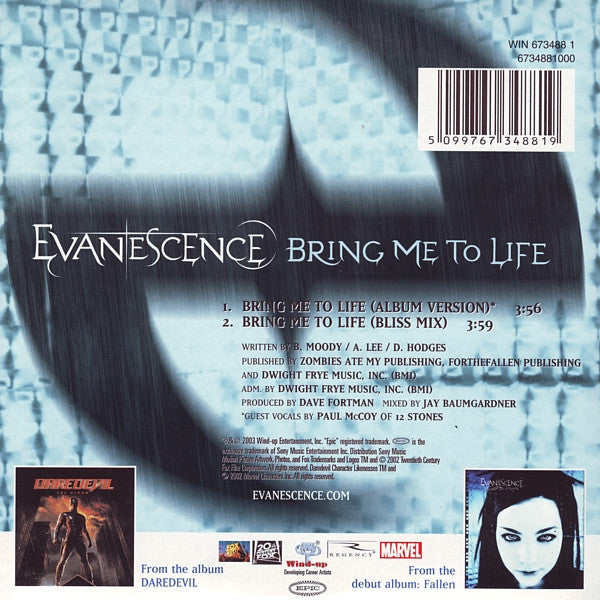 Evanescence : Bring Me To Life (CD, Single, Car)