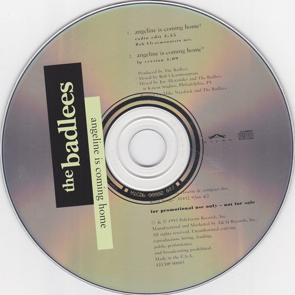 The Badlees : Angeline Is Coming Home (CD, Single, Promo)