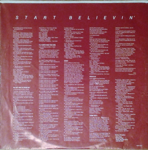 Steve Camp : Start Believin' (LP, Album)