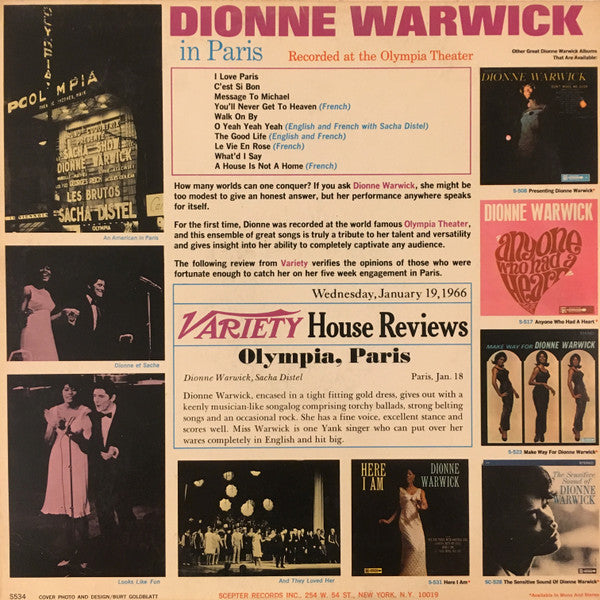 Dionne Warwick : In Paris (LP, Album, Mono)