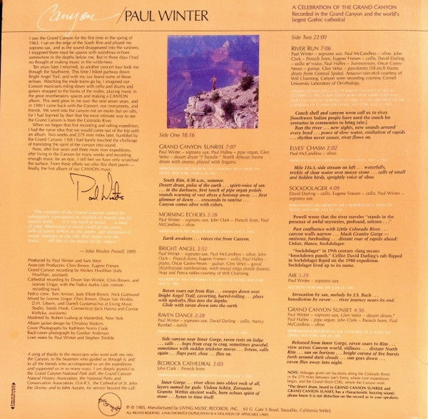 Paul Winter (2) : Canyon (LP, Album, Ele)