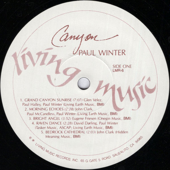 Paul Winter (2) : Canyon (LP, Album, Ele)