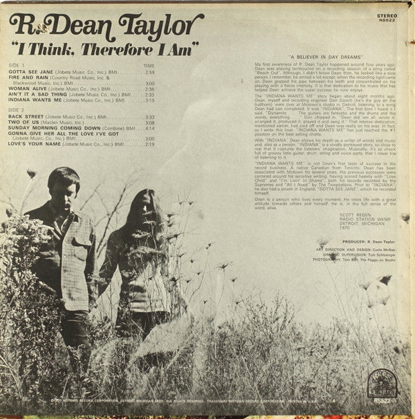 R. Dean Taylor : I Think, Therefore I Am (LP, Album)