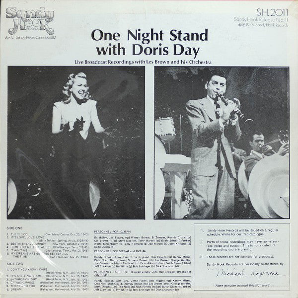 Doris Day Featuring Les Brown And His Band Of Renown : One Night Stand With Doris Day (LP, Comp)