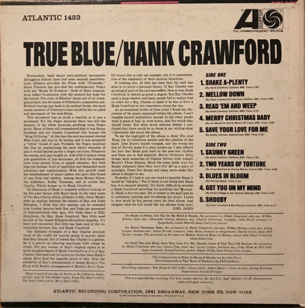 Hank Crawford : True Blue (LP, Album, Mono)
