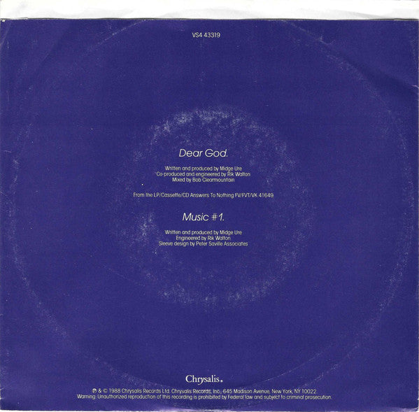 Midge Ure : Dear God (7", Single)