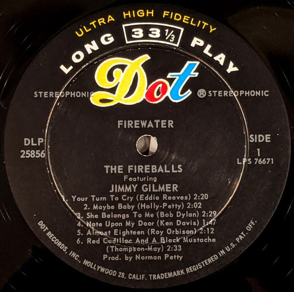 The Fireballs Featuring Jimmy Gilmer : Firewater! (LP)