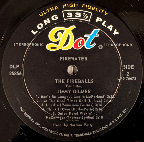 The Fireballs Featuring Jimmy Gilmer : Firewater! (LP)