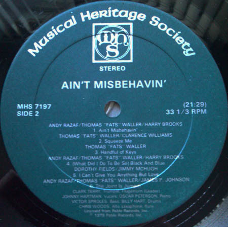 Clark Terry, Johnny Hartman, Oscar Peterson, Victor Sproles, Billy Hart, Chris Woods : Ain't Misbehavin' (LP, Album, RE)