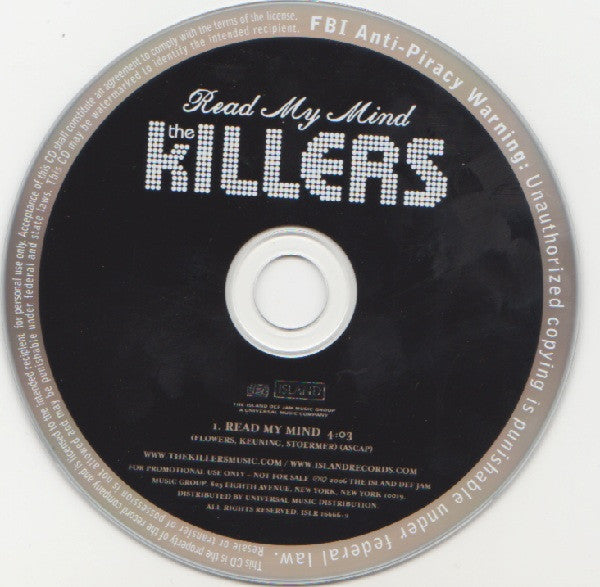 The Killers : Read My Mind (CD, Single, Promo)