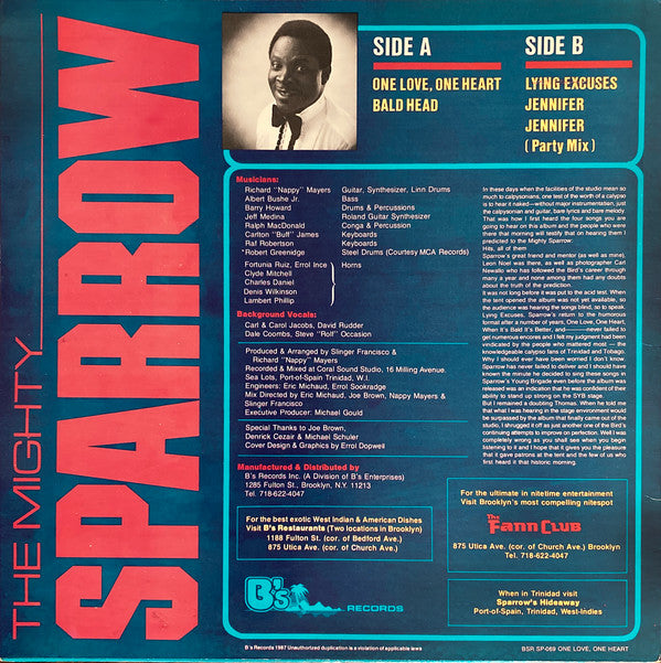 Mighty Sparrow : One Love One Heart (LP, Album)