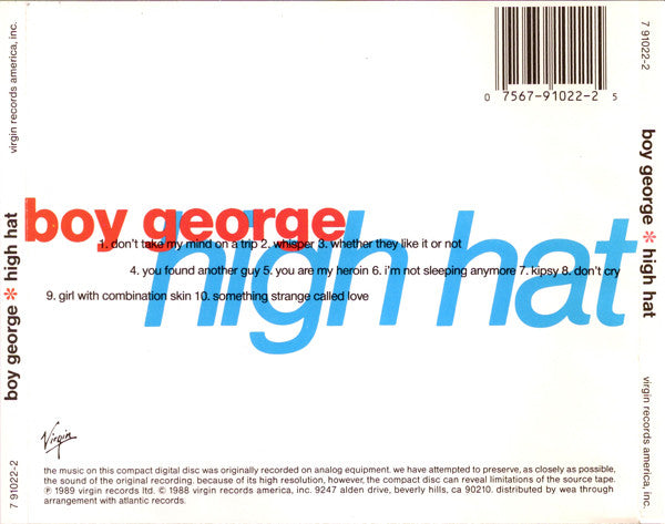 Boy George : High Hat (CD, Album)