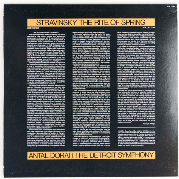 Igor Stravinsky, Detroit Symphony Orchestra, Antal Dorati : The Rite Of Spring (LP)
