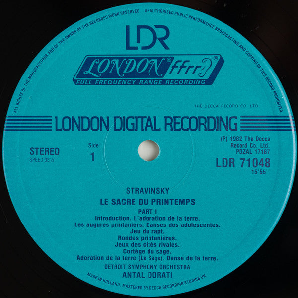 Igor Stravinsky, Detroit Symphony Orchestra, Antal Dorati : The Rite Of Spring (LP)