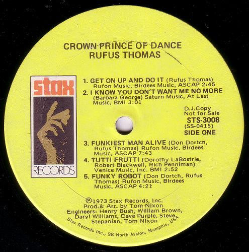 Rufus Thomas : Crown Prince Of Dance (LP, Album, Promo, Son)