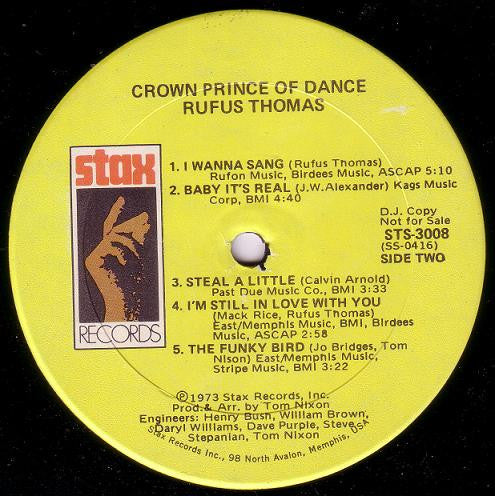 Rufus Thomas : Crown Prince Of Dance (LP, Album, Promo, Son)