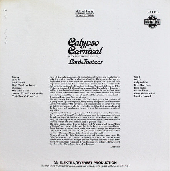 Lord Foodoos And His Calypso Band : Calypso Carnival (LP, Album, RE)