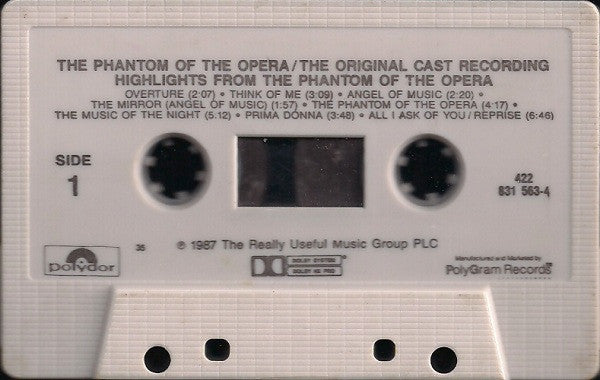 Andrew Lloyd Webber, Michael Crawford, Sarah Brightman, Steve Barton : The Phantom Of The Opera / The Original Cast Recording Highlights From The Phantom Of The Opera (Cass, Album, 35,)