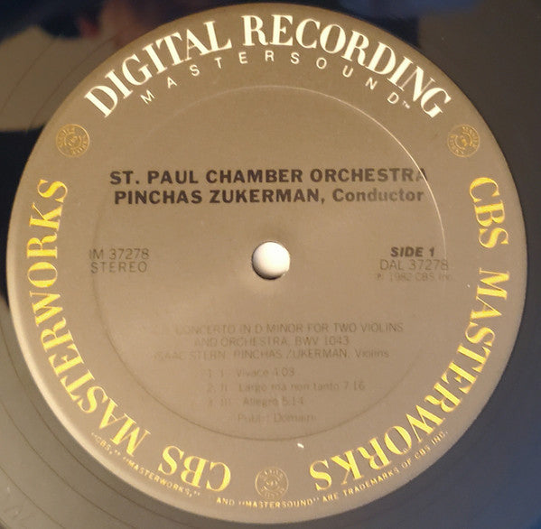 Johann Sebastian Bach / Antonio Vivaldi / Isaac Stern & Pinchas Zukerman With The Saint Paul Chamber Orchestra : Concerti For 2 Violins (LP, Album, Aud)