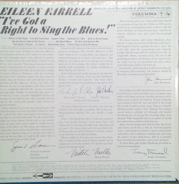 Eileen Farrell : I've Got A Right To Sing The Blues (LP, Album)