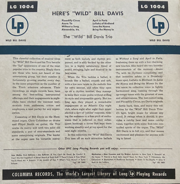 Wild Bill Davis : Here's "Wild" Bill Davis (10")
