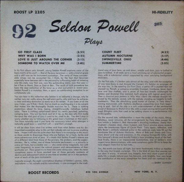 Seldon Powell : Seldon Powell Plays (LP, Album, Mono, Dee)