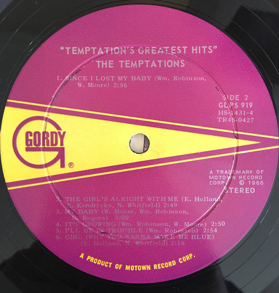 The Temptations : Greatest Hits (LP, Comp, RE)