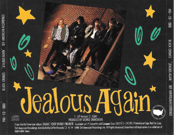 The Black Crowes : Jealous Again (CD, Single, Promo)