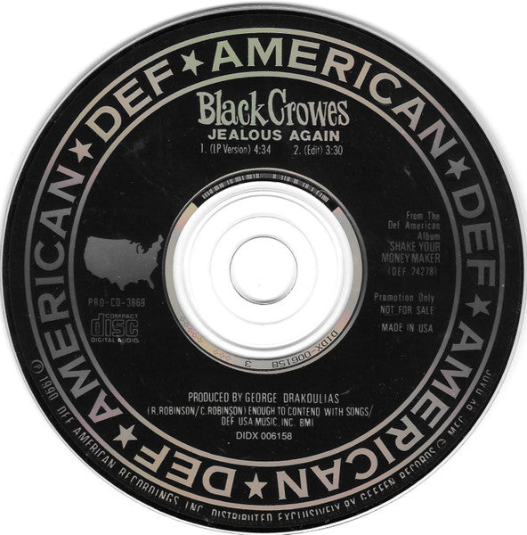 The Black Crowes : Jealous Again (CD, Single, Promo)