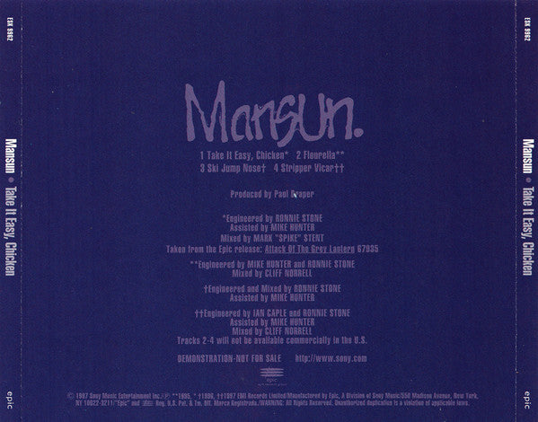 Mansun : Take It Easy, Chicken (CD, Promo)