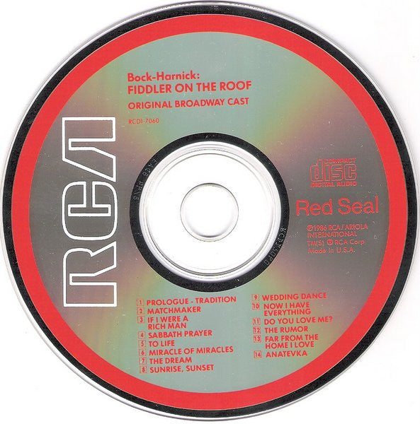 "Fiddler On The Roof" Original Broadway Cast : Fiddler On The Roof (CD, Album, RE)