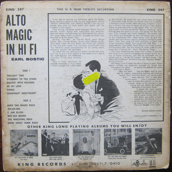 Earl Bostic : Alto Magic In Hi-Fi A Dance Party With Bostic (LP, Album, Mono)