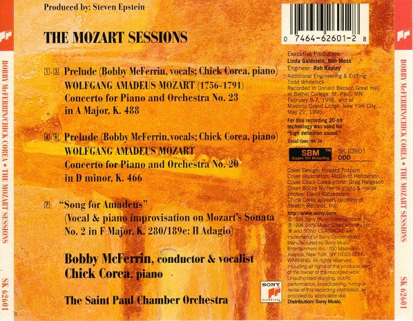 Bobby McFerrin, Chick Corea, The Saint Paul Chamber Orchestra : The Mozart Sessions (CD, Album)
