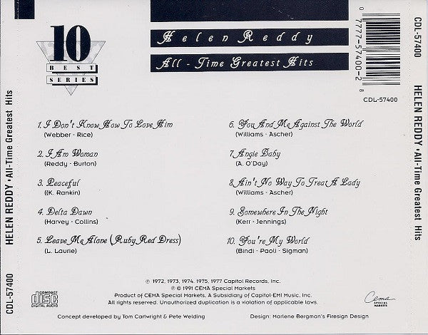 Helen Reddy : All-Time Greatest Hits (CD, Comp)
