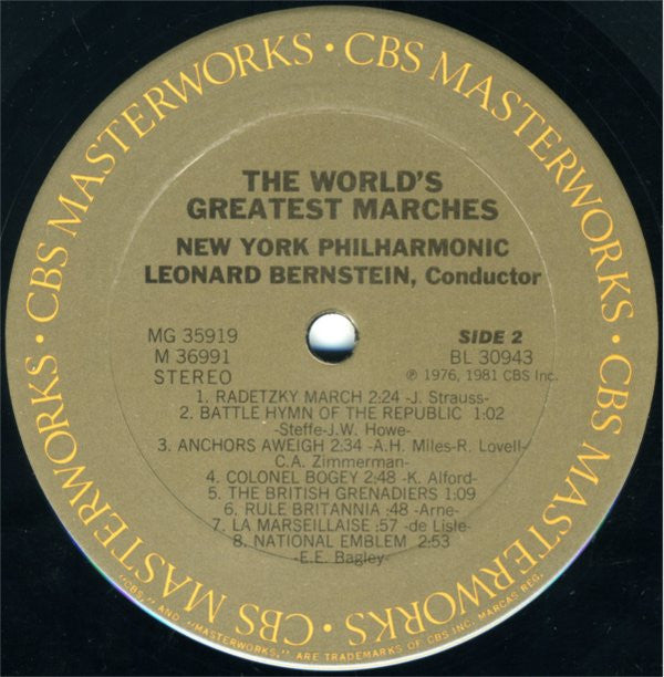Leonard Bernstein - New York Philharmonic : The World's 25 Greatest Marches (2xLP, Comp)