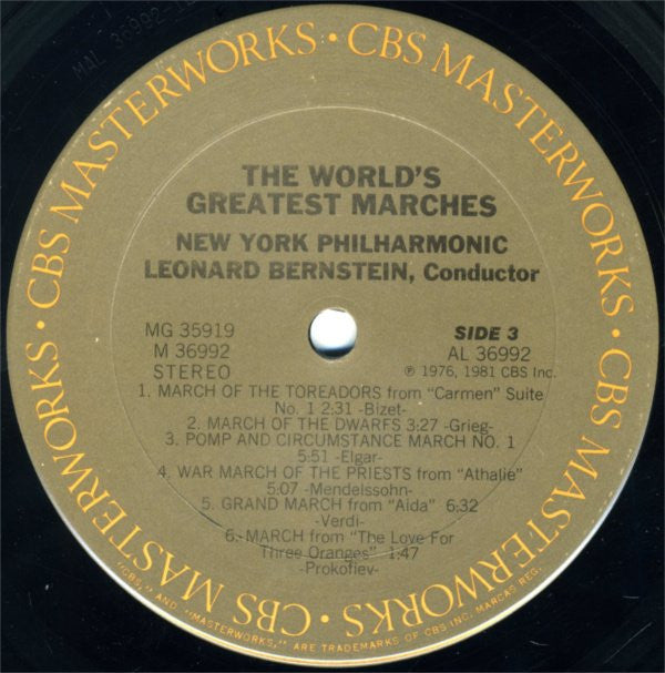 Leonard Bernstein - New York Philharmonic : The World's 25 Greatest Marches (2xLP, Comp)