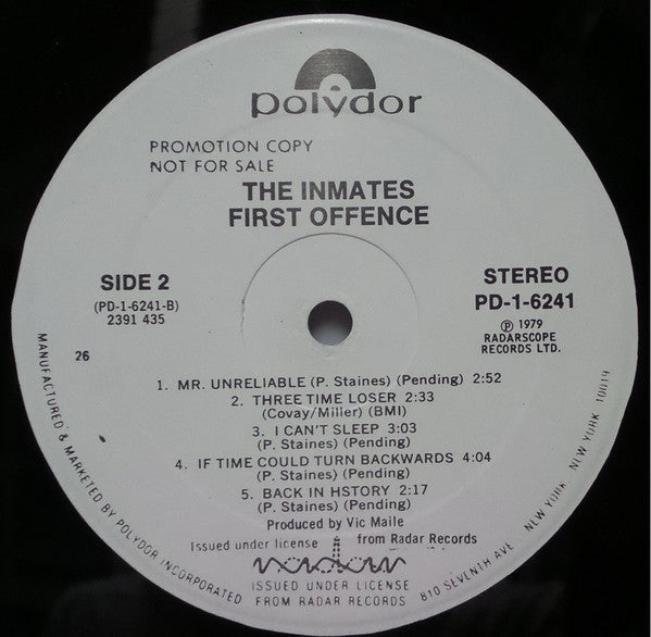 The Inmates (2) : First Offence (LP, Album, Promo, 26)