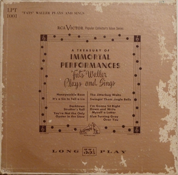 Fats Waller : "Fats" Waller Plays And Sings (LP, Comp)